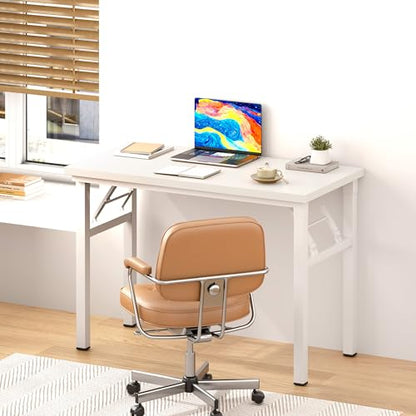 DlandHome 31.5 Inch Small Folding Computer Desk for Home Office, White - color: White + White, size: 31.5 Inches