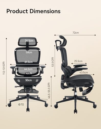 SIHOO B100 PRO Ergonomic Mesh Office Chair with Footrest - color: Ink Black, size: Pack of 1
