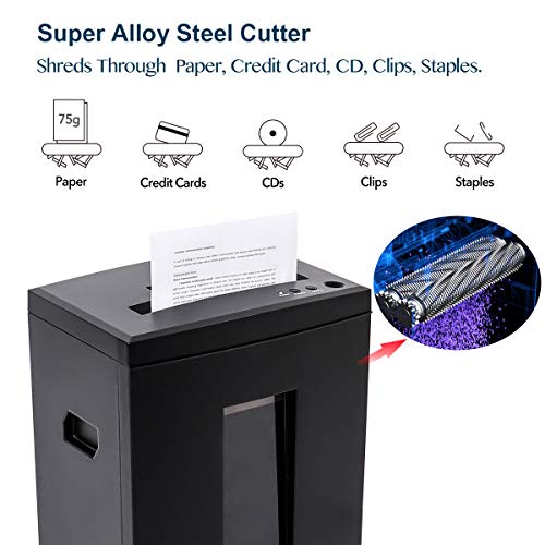 WOLVERINE SD9112 P5 Super Micro Cut Shredder, 10-Sheet, 60 Min, 6Gal Bin, Ultra Quiet, Black - size: 10-Sheet Level P5-Black