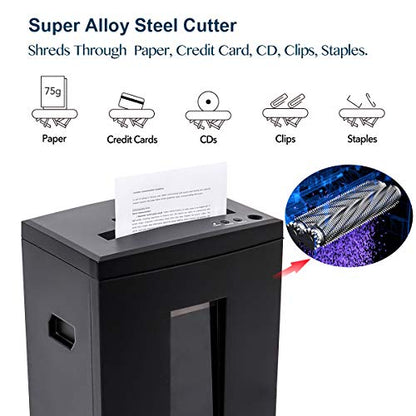 WOLVERINE SD9112 P5 Super Micro Cut Shredder, 10-Sheet, 60 Min, 6Gal Bin, Ultra Quiet, Black - size: 10-Sheet Level P5-Black