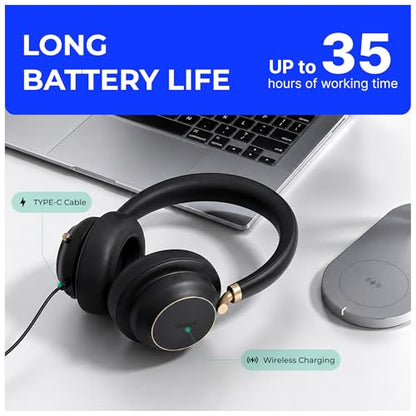YealinkBH76 Plus UC Wireless Headset for Work (1208708), Bluetooth Headset with ANC Mic, Retractable Mic Arm, Switchable Earpads, Compatible with Teams, Zoom & Business Calls