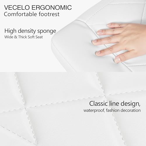 VECELO Under Desk Footrest, PU Ergonomic Foot Rest with Wheels, Comfort Padding, Height Adjustable for Relieving Leg Pain, Stiffness, and etc, White - color: White