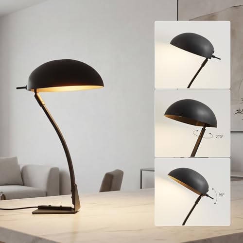 18.4" Metal Desk Lamp Modern Industrial Table Lamp, Adjustable Neck Architect Lights (3000K) with On/Off Switch, Bedside Reading Lamps for Office Bedroom Study Room Side Table (Sand Black) - color: Sand Black