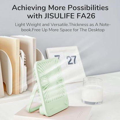 JISULIFE Desk Fan Battery Rechargeable, 180°Foldable Portable Personal Fan - color: Green, size: 4500mAh