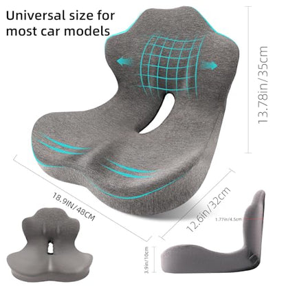 Seat Cushion, Memory Foam Truck Seat Cushion, L-Shaped Ergonomic Design Chair Cushion with Lumbar Support for Back Pressure Relief, for Long Sitting Office Worker and Truck Drivers