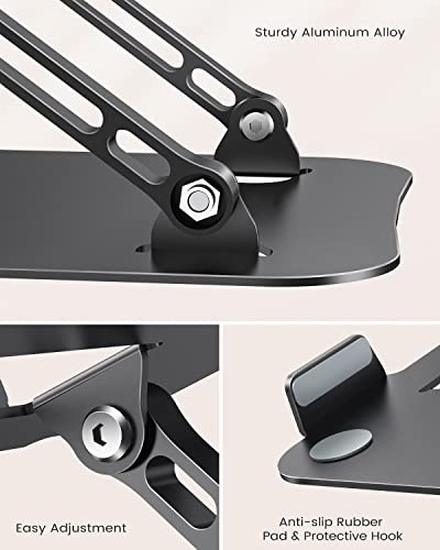JOIOT Adjustable Aluminum Laptop Stand, Ergonomic Riser for 11-16" Laptops - color: Black