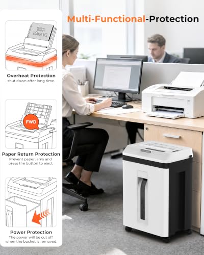 150-Sheet Paper Shredder Heavy Duty, Micro Cut and CDs/Cards, P5 Ultra Security, 60 Min Non Stop Shredder for Home Office, 5.3 Gallon Bin with Wheels, <60 dB (OL289)
