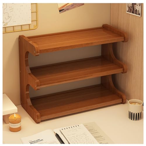 3 Tier Bookshelf for Desktop, Storage Rack, Desktop Organization - color: Brown1