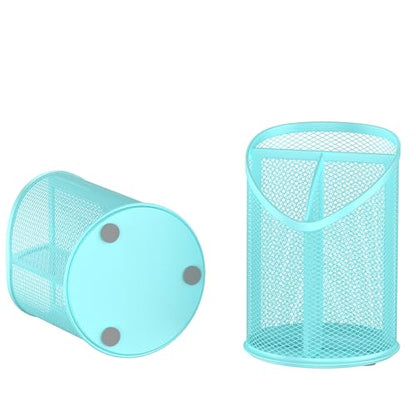 Delifox 2 Pack Pen Holder Mesh Round Pencil (Blue) - color: Blue