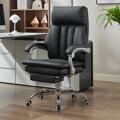 Okeysen Office Chair with Foot Rest, Ergonomic High Back Executive Desk Chair with Wheels, 360 Swivel Reclining Computer Task Chair for Home Office (Black) - color: Black