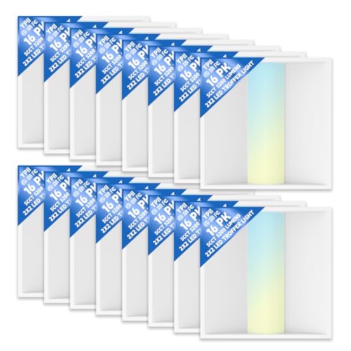 16Pack 2x2 FT LED Center Basket Troffer Light, 5CCT Color Tunable 3000/3500/4000/5000/6500K, Watt Adjustable 40W/35/30/25/20W, 0-10V Dimmable Drop Ceiling Lights, 120-277V-ETL Qualified - size: 2X2 16Pack