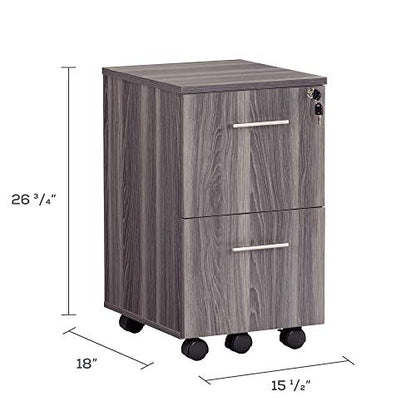 Safco Mayline MNFFLGS Medina Freestanding Mobile File Pedestal FF, Gray Steel Laminate - color: Gray Steel, style: 2 Drawers