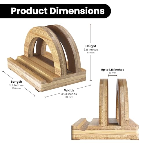 Kothar Premium Wood Vertical Laptop Stand - Adjustable Single Slot Bamboo Holder for MacBook, Dell, HP, and More | Space-Saving Desktop Organizer | Eco-Friendly, Sleek & Durable Design