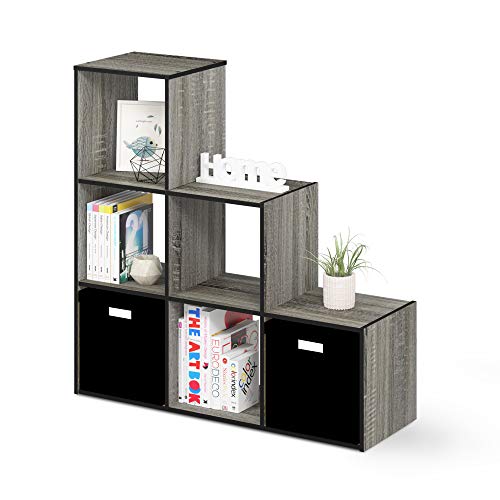 Furinno Pelli 3-2-1 Cubic Storage Cabinet, French Oak Grey/Black - color: French Oak Grey/Black, size: 3-2-1-Cube