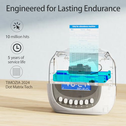 Time Clocks for Employees Small Business, Auto-Align Time Clock, 6 Punches per Day Time Machine | Clock in Machine for Employees with 100 Time Cards, 2 Ink Ribbons(1 Inside) and 1 Rack - color: Gray