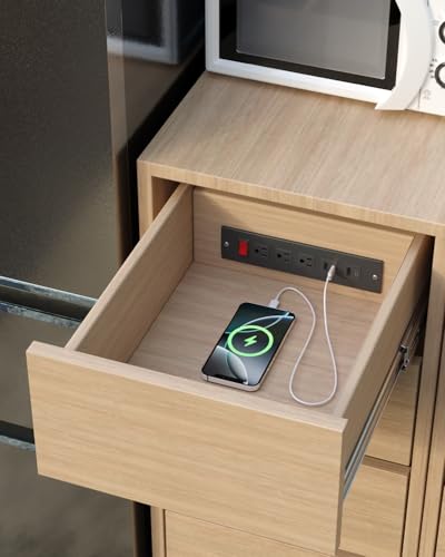 Drawer Outlet Charger Station with Cable Management Arm, Black | USB C PD20W Fast Charger, Under Cabinet Desk Drawer, Power Outlet - color: Black