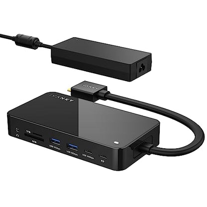 iVANKY FusionDock 1+ MacBook Pro Docking Station with 150W Power Adapter | 12-in-1 Dual 4K@60Hz Thunderbolt 3/4 Dock, 10Gbps, 96W PD, 2.5Gbps Ethernet, SD/TF Audio (Incompatible with Window) - color: Black Ultra