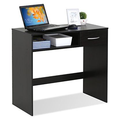 FURINNO JAYA Computer Study Desk with Drawer, Brown - color: Espresso, size: With Drawer, 32.2 in. x 15.5 in.
