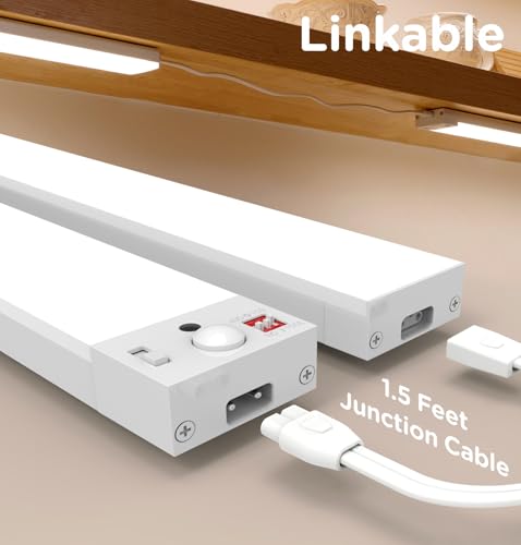 Under Cabinet Lighting Plug in, AC120V 3CCT 3000/4000/5000K Motion Sensor Light Indoor with Timer, Super Bright Linkable LED Counter Light for Kitchen, Closet, White 12 Inch, 1Pack - size: 12 Inch