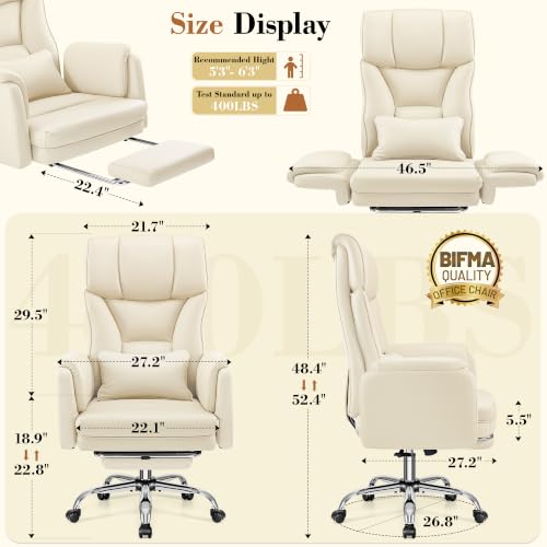 FelixKing Office Chair, Flip Armrests for Pets Criss Cross Legged, White - color: White