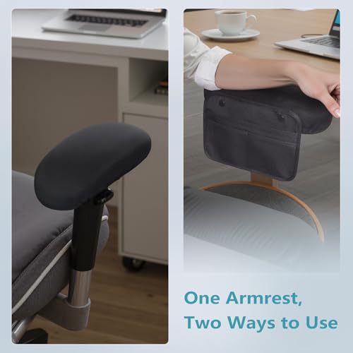 Virelis Ergonomic Office Chair Armrest Covers (Set of 2) - Soft Foam Arm Rest Pads for Elbow & Forearm Pressure Relief - Universal Stretch Fit for Gaming & Office Chairs, Black
