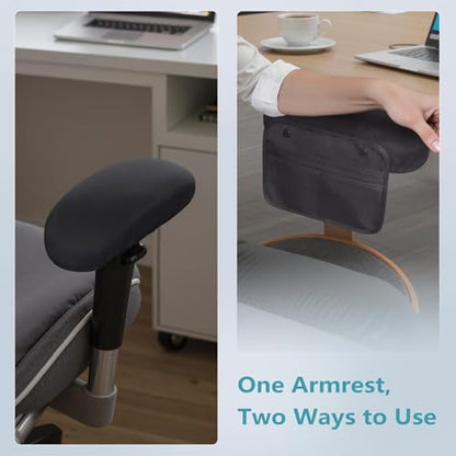 Virelis Ergonomic Office Chair Armrest Covers (Set of 2) - Soft Foam Arm Rest Pads for Elbow & Forearm Pressure Relief - Universal Stretch Fit for Gaming & Office Chairs, Black