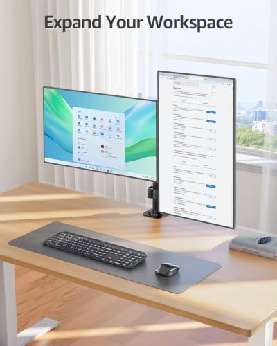MOUNTUP Dual Monitor Desk Mount, Max 32 Inch up to 17.6lbs, Fully Adjustable Dual Monitor Arm for 2 LCD Screens, Double Monitor Stand with C-Clamp and Grommet Base - size: Dual