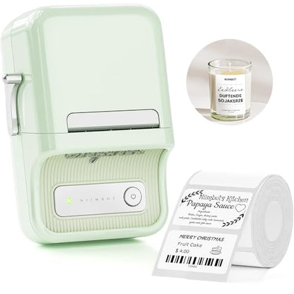 NIIMBOT B21 Label Maker, 2 Inch Portable Inkless Label Machine, Mint Green | Thermal Label Printer with 1 Pack 50x30mm White Label for Home/Office/Business, Compatible with iOS & Android - color: Mint Green