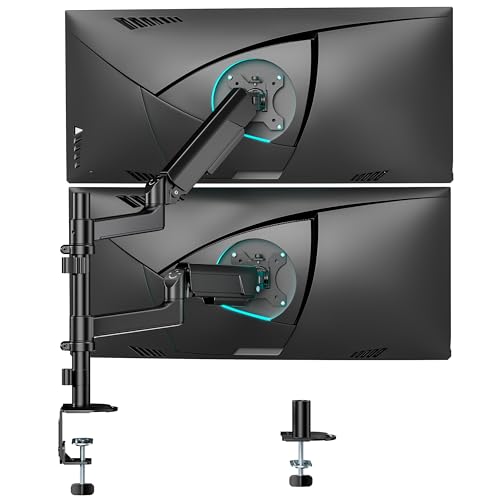 ARES WING Dual Monitor Mount - 17 to 40 Inch Screen Monitor Arm, Black | Ultrawide Monitor Arm for Heavy Duty Curved Screen up to 26.4 lbs with Clamp/Grommet Desk Mount, 75/100 Vesa Mount - size: Dual Monitor Arm