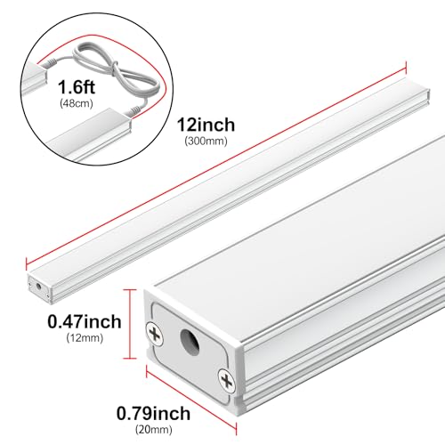 ASOKO Under Cabinet Lighting, 4500K Daylight, 3 Pack 12 inch Linkable - color: Daylight White 4500K, size: Manual switch-3 pack