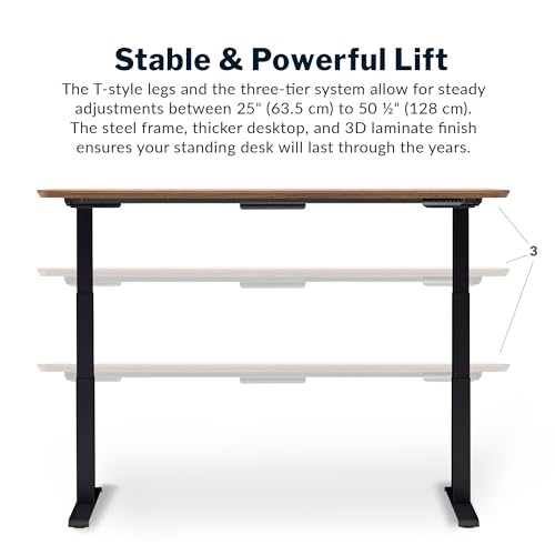 Vari Classic Electric Standing Desk – 72x30 – Walnut/Black - color: Walnut Top / Black Legs, size: 72 in x 30 in