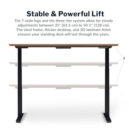 Vari Classic Electric Standing Desk – 72x30 – Walnut/Black - color: Walnut Top / Black Legs, size: 72 in x 30 in