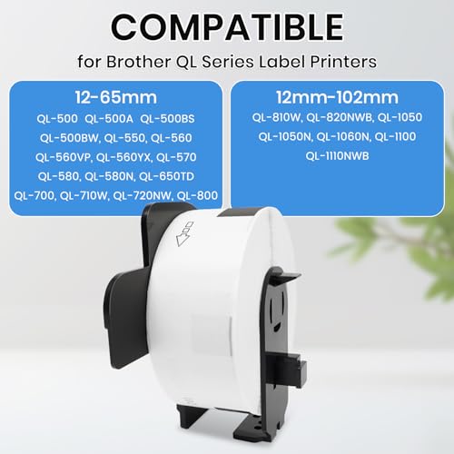 12 Rolls 4800 Labels Compatible with Brother DK-1201 Die-Cut Address Labels - size: 1.1" X 3.5”