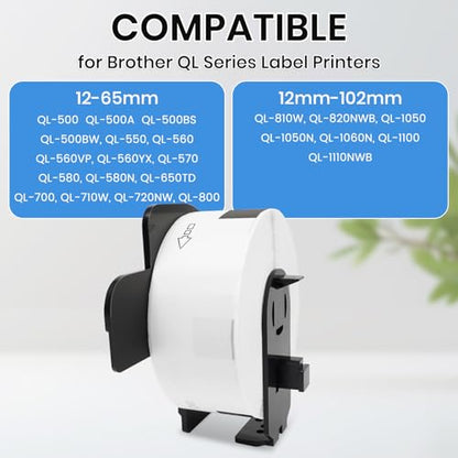 12 Rolls 4800 Labels Compatible with Brother DK-1201 Die-Cut Address Labels - size: 1.1" X 3.5”