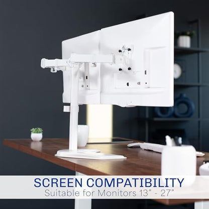 VIVO Dual LED LCD Monitor Free-Standing Desk Stand - color: White, size: 13" - 27" screens