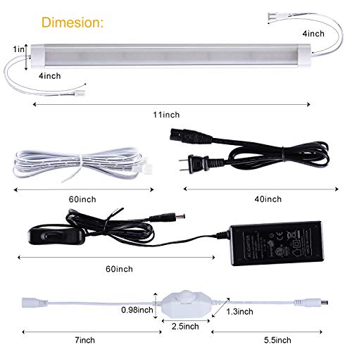 LABOREDUCER LED Under Cabinet Lighting Plug in Warm White 6 Pack,12inches Bar Dimmable Under Cabinet Lights, Under Counter Lights for Kitchen Ultra Slim LED Lights Hardwired Linkable 24V - color: Warm White 2700K