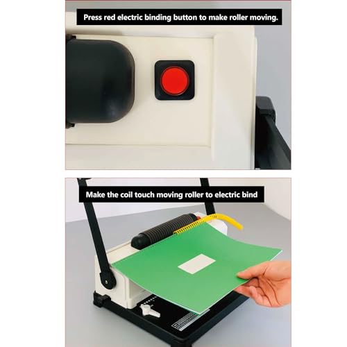 46 Holes Wire Coil Binding Machine, Portable A4/A5 Electric Stapler, 4mm Aperture, Maximum Binding Size 250 Pages, Automatic Punching Machine for Notebook, Office Text