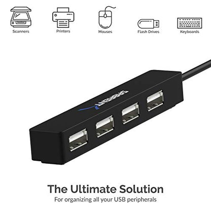 SABRENT 4-Port Portable USB 2.0 Hub for Laptop & Tablet (HB-MCRM) - size: 4-PORT
