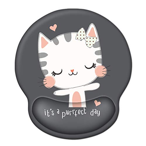 ToLuLu Mouse Pad with Wrist Rest Support, Gel Mouse Pads with Non Slip Rubber Base Memory Foam Mousepad, Ergonomic Mouse Wrist Rest Pad for Laptop Computer Home Office Working Pain Relief, Cute Cat - color: Cute Cat