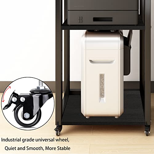 Natwind 3-Tier Tall Printer Stand,Shredder Stand Computer Host Holde,Black - color: Black