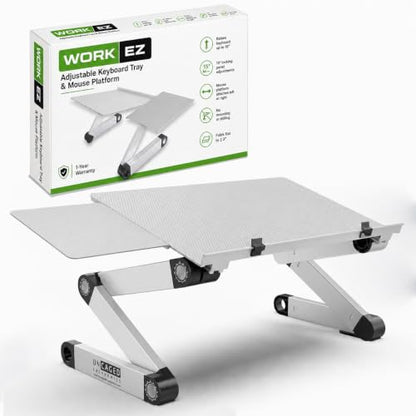 Uncaged Ergonomics Adjustable Keyboard Tray, Silver, Keyboard Tray, Ergonomic, Wrist Support, Portable, Universal, Aluminum - color: Silver