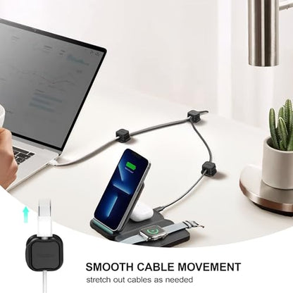 24 Pack Magnetic Cable Clip Organizer Cord Holder, Picozon Adhesive Cable Management, Wire Phone USB Charger Cable Holder, Keeper Organizer for Office Home Desktop Table - Black - size: Pack of 24