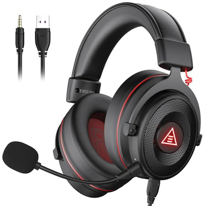 EKSA E900 Pro USB Gaming Headset for PC - Computer Headset with Detachable Noise Cancelling Mic, 7.1 Surround Sound, 50MM Driver - Headphones with Microphone for PS4/PS5, Xbox One, Laptop, Office | Computer Headset with Detachable Noise Cancelling Mic, He