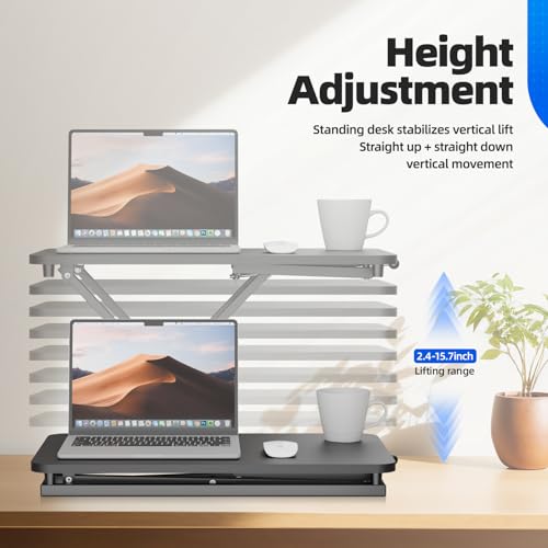 Standing Desk Converter Height Adjustable, Sit to Stand up Desk Riser Computer Workstation use in Laptop and Single Monitor Ergonomic Desktop Workstation for Home Office - Black - size: Black
