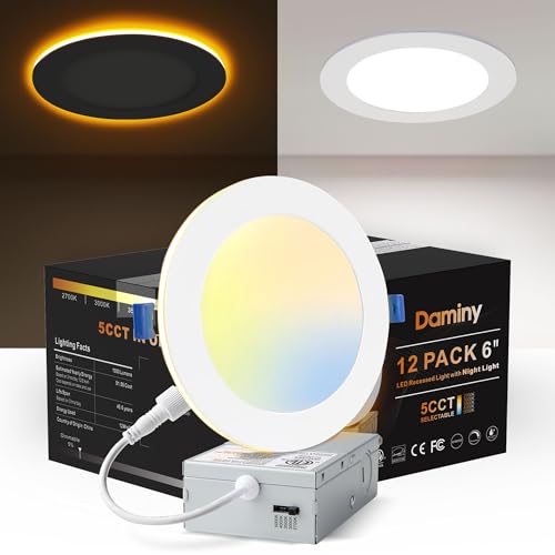 DAMINY 12 Pack 6 Inch LED Recessed Lighting, Canless Wafer Downlight - color: Natural White, size: 6 Inch