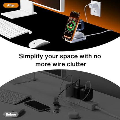 iVANKY 3 in 1 Foldable Magnetic Wireless Charging Station(No Adapter) - color: white