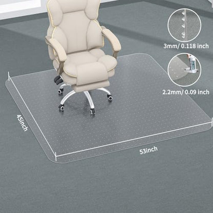 Office Chair Mat for Carpet, 53" X 45" Protects Carpet | Desk Chair Mat for Carpet Floors, Clear and Thick Carpet Chair Mats with Non-Slip Studded for Home and Office Low Pile Carpet - size: 53" X 45" Carpet