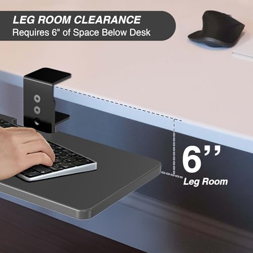 Large Under Desk Rotatable Computer Keyboard and Mouse Tray, 23 x 10 inch Extra Sturdy Desk Swivel Clamp, Ergonomic Keyboard & Mouse Tray for Typing in Home, Office Work, Black