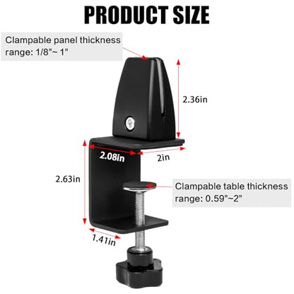 4-Pack Sneeze Guard Clamps for 1/8"" to 1"" Thick Panels, Adjustable Desk Partition Clips, Easy-to-Install Desk Privacy Panel Clips, Ideal for Office and Home Use, Black, 8HY-I0K-JXP340 - color: Black