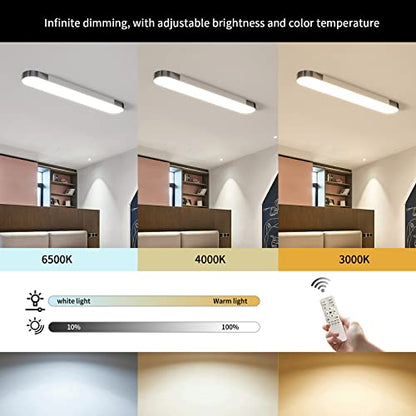Qcyuui Dimmable LED Ceiling Light Modern Acrylic Linear LED Ceiling Lamp 39.4in Semi Flush Mount Wraparound Shape Lighting Fixture with Remote Control for Kitchen Dining Room (48W/3000-6500K) - color: Dimm/48W/39.4IN/3000-6500K, size: 39.4in